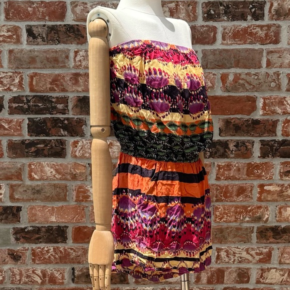 Angie strapless colorful patterned romper with pockets / L / Excellent condition - Picture 5 of 15